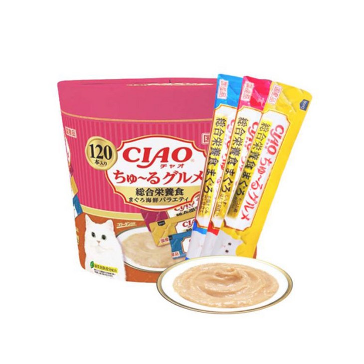 츄르 구루메 고양이 간식 참치 SC211 세트 40p x 3종, 1세트, SC215 종합영양식 참치 해산물 버라이어티