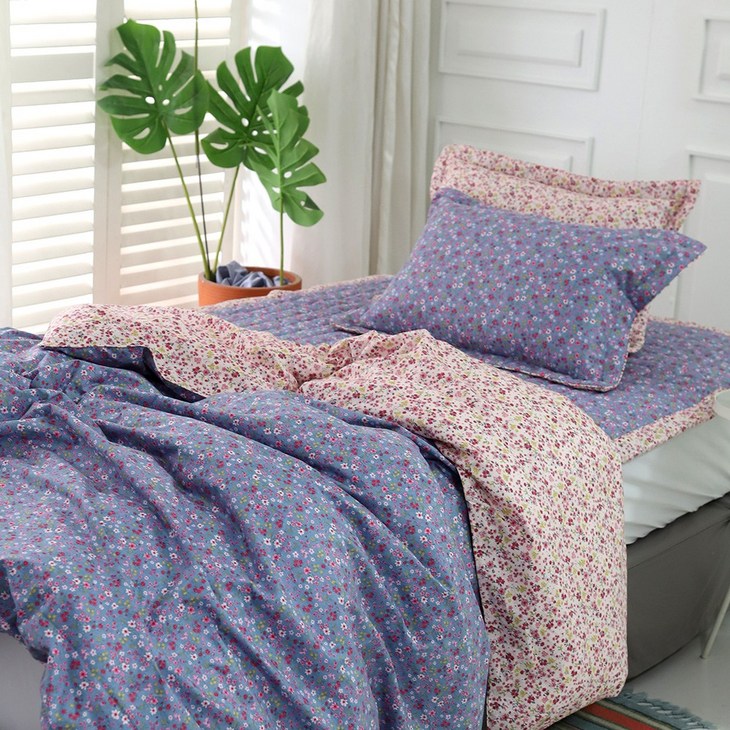 쉐리잔꽃 30수 광목면100  홑겹 이불커버, 싱글더블퀸