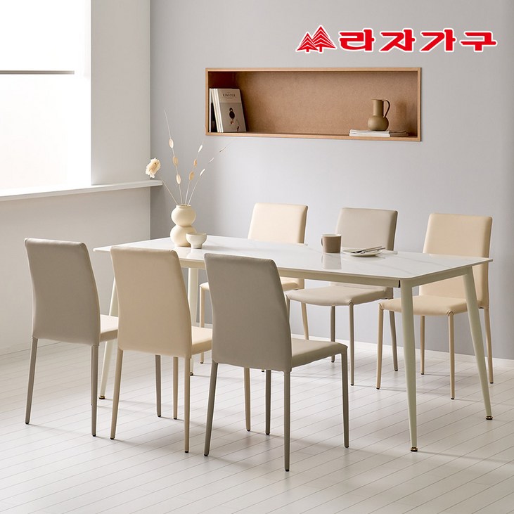 라자가구 파비오 12T 포세린 세라믹 6인용 식탁 의자6개 세트, 화이트상판화이트프레임 라자가구 파비오 12T 포세린 세라믹 6인용 식탁 의자6개 세트, 화이트상판화이트프레임