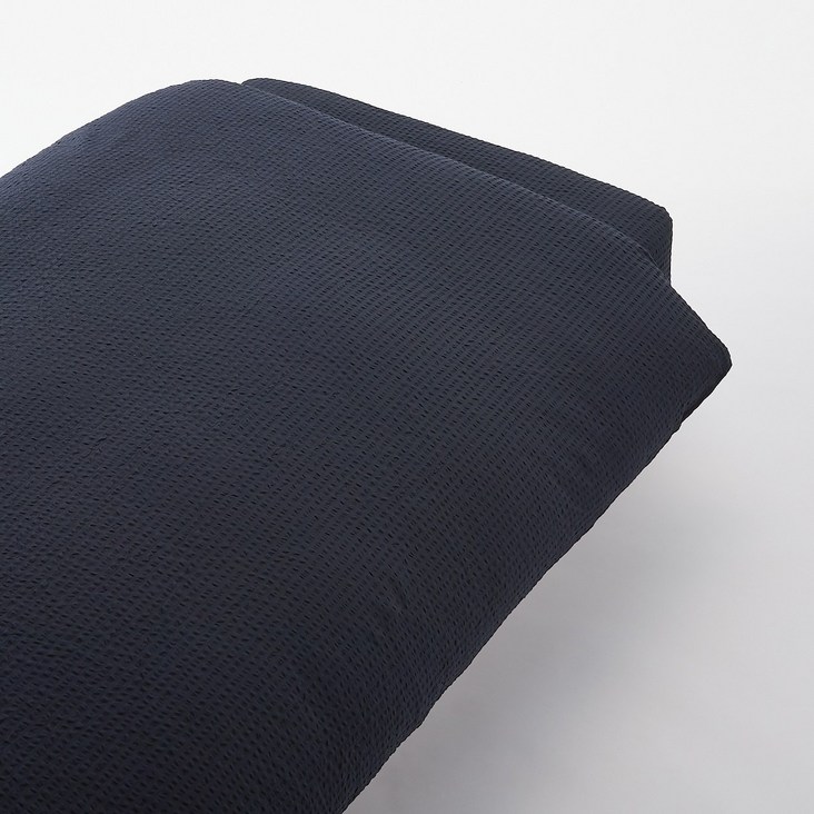 무인양품 MUJI 면 서커 이불 커버 하부버튼타입, JDA35B0S, 네이비