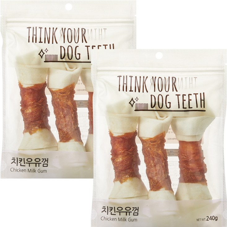 강아지 Think your dog teeth 치킨우유껌 대형 240g 3p 7028553668