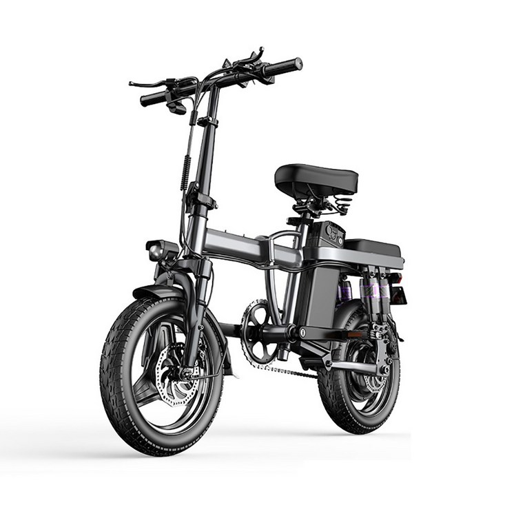 유니로스 전기자전거 전동 접이식 고출력 14인치 48v 출퇴근 배달 휴대용 배터리, 블랙, 20Ah8085KM