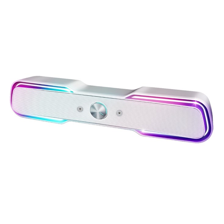 로이체 2채널 멀티미디어 RGB 레인보우 LED 게이밍 사운드바, 화이트에디션, RSB-G5000 - 투데이밈
