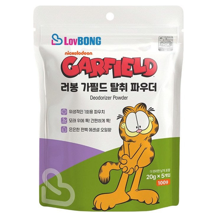 러봉 고양이 가필드 디오더라이저 파우더 탈취제, 단일색상, 1개
