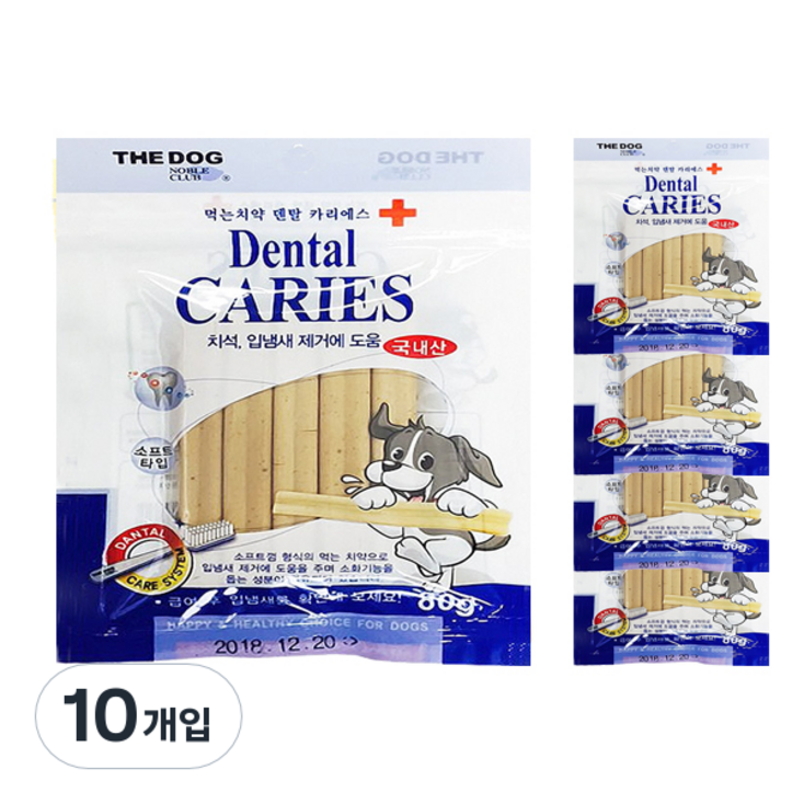 더독 먹는치약 카리에스 강아지 덴탈껌, 밀, 80g, 10개 더독 먹는치약 카리에스 강아지 덴탈껌, 밀, 80g, 10개