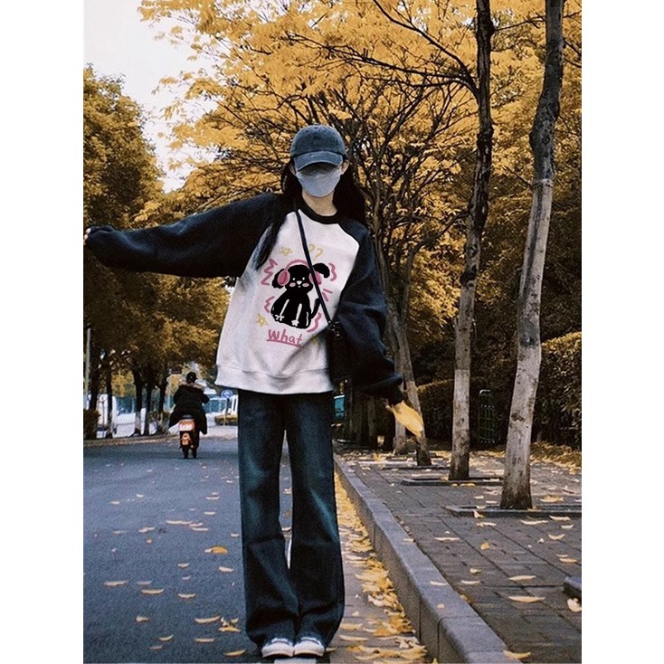 식모 면 복합 밀크 실크 300g 얇은 나그랑 패치 라운드 맨투맨