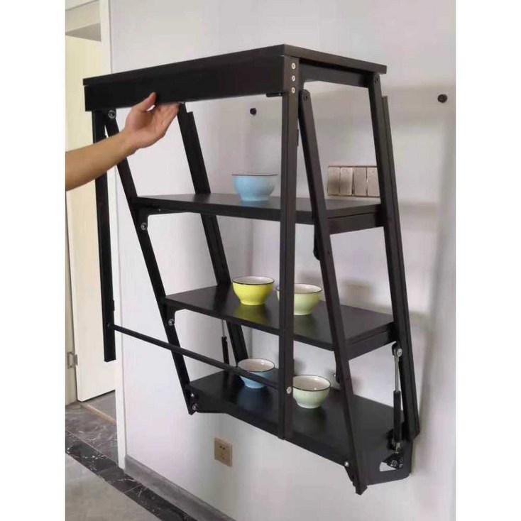 벽부착 접이식 식탁 오피스텔 공간 활용 테이블 폴딩, 124x80 우드 다층 회색