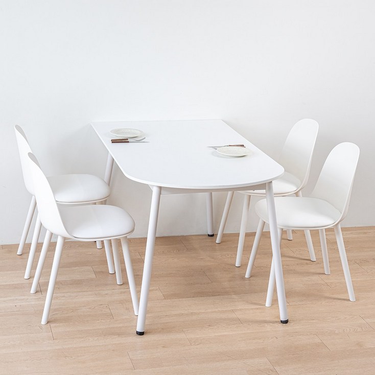 플랫 화이트 반원 카페 테이블 다이닝 원룸 반타원형 식탁, 2인용, 화이트반타원