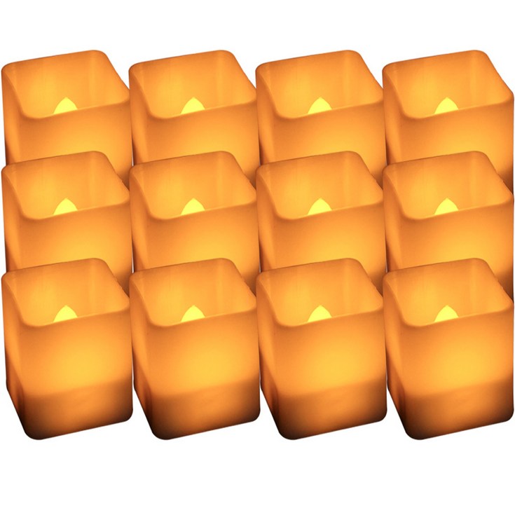데일리리빙 사각 LED 전자 촛불 M 12p, 오렌지