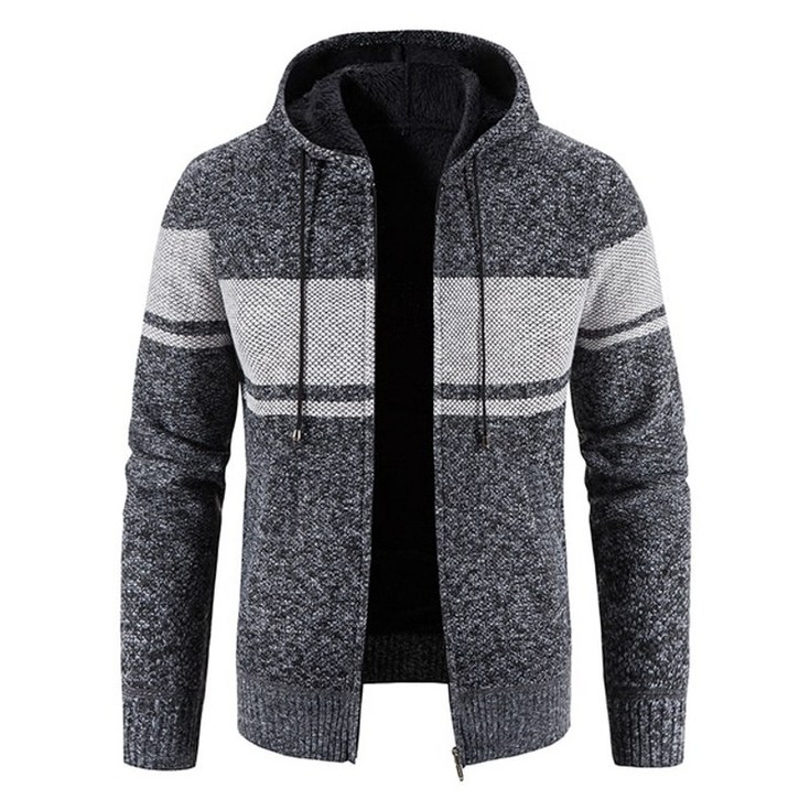 남성 니트 스웨터 느슨한 후드 싱글 브레스트 니트 가디건 코트 가을 겨울 스웨터 재킷