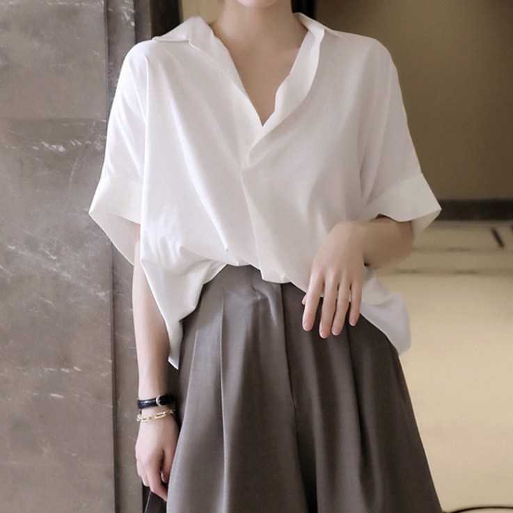아일리 베이직 카라넥 셔츠 블라우스3color 데일리 데이트룩 하객룩 오피스룩