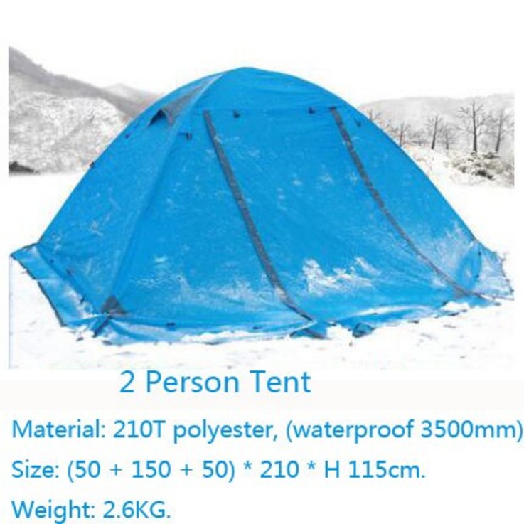 34인용텐트 동계텐트FLYTOP-2 인용 방수 텐트 겨울 210T 폴리에스터 알루미늄 더블 레이어 야외 하이킹 캠핑 4 계절