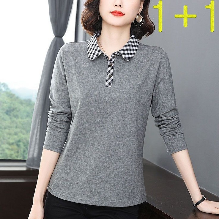 11 여성 데일리 카라넥 100 순면 긴팔티 루즈핏 캐주얼 슬림 셔츠