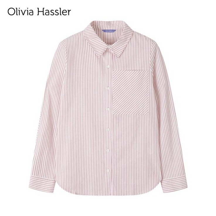 올리비아하슬러 핑크포인트 스트라이프 셔츠 OHBMBL101