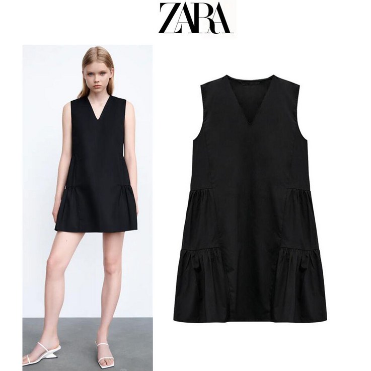 레이어드 포플린 미니 블랙 ZARA 자라 여성 원피스