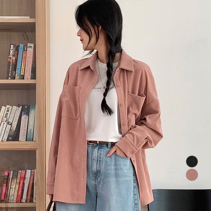 아피나르 여성용 루즈핏 코듀로이 셔츠 아피나르 여성용 루즈핏 코듀로이 셔츠
