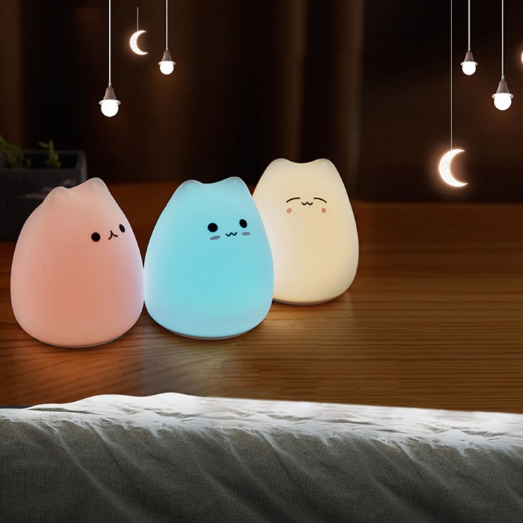 실리콘 LED 아기 고양이 무드등 실리콘 LED 아기 고양이 무드등
