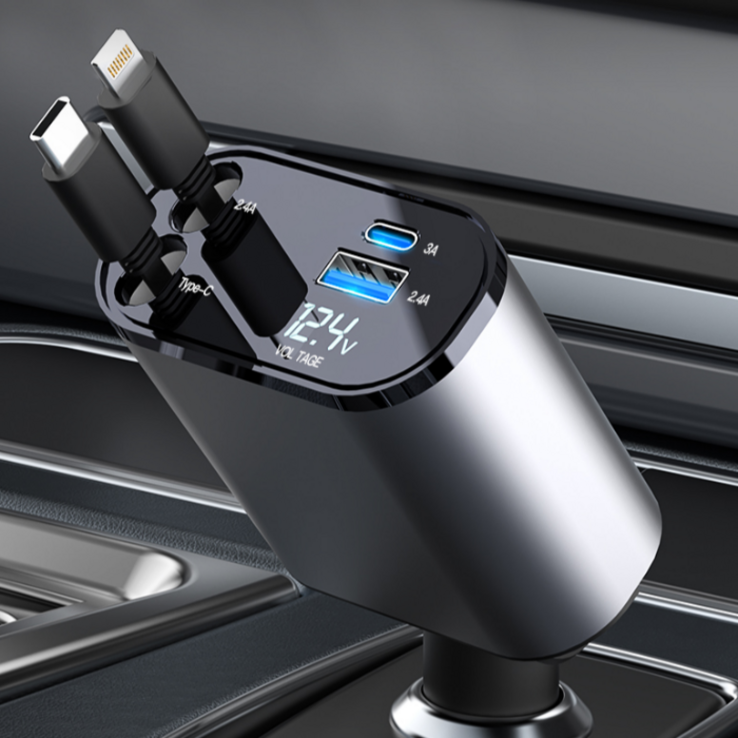 LUMANOKI 동시4대충전 릴타입 차량용 고속충전기, PTSX162애플C타입