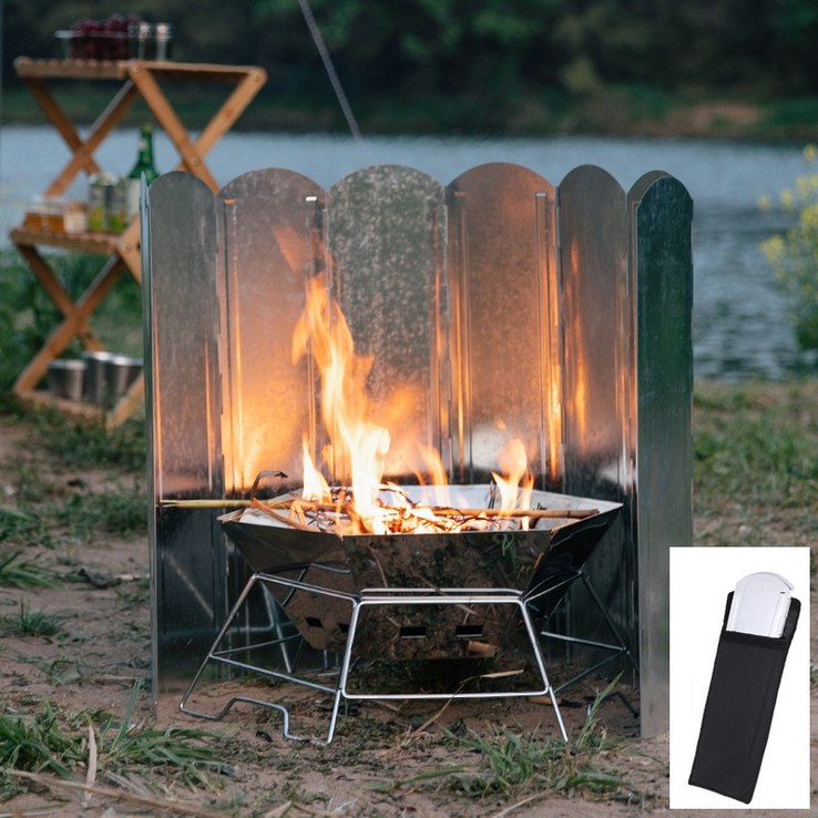 캠핑 대형 바람막이 60cm 취사 화로대 스토브 버너 가림막, 1개