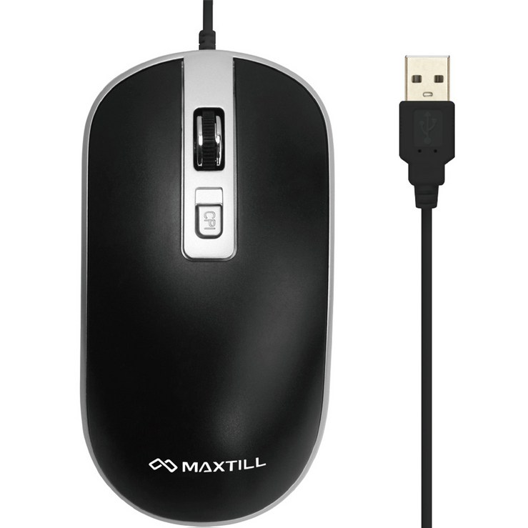 맥스틸 저소음 USB 유선 마우스 MO-M202U, MO-M202U, 블랙
