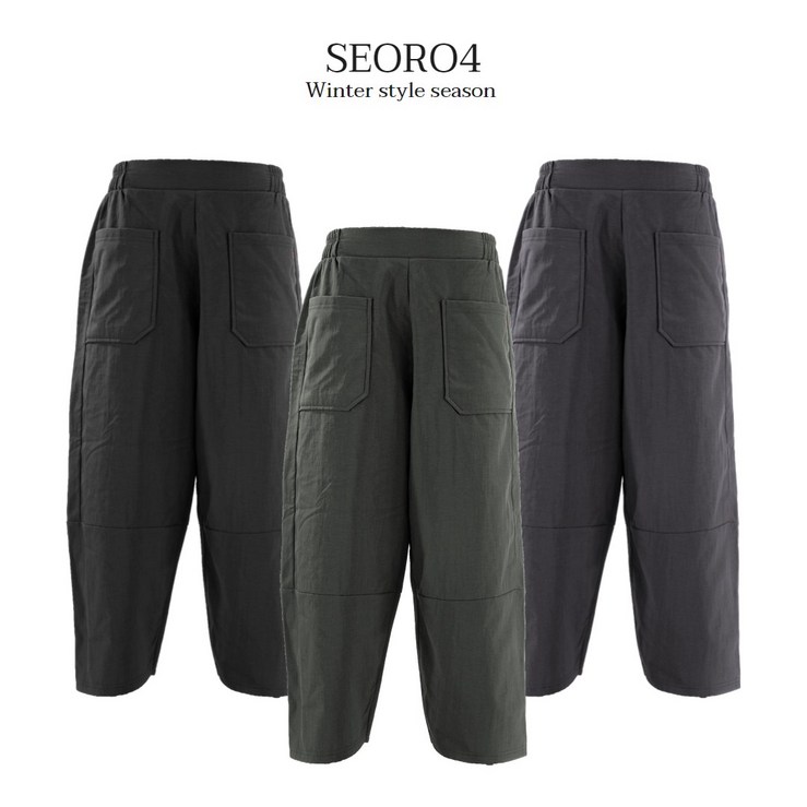  국내생산  편한 데일리 겨울 마루망고 기모와이드베기팬츠 4060 여성바지