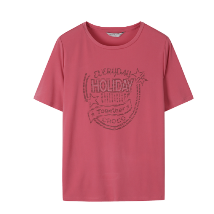 크로커다일레이디 홀리데이 크로커 로고 반팔 티셔츠 CLBMTS001-핑크