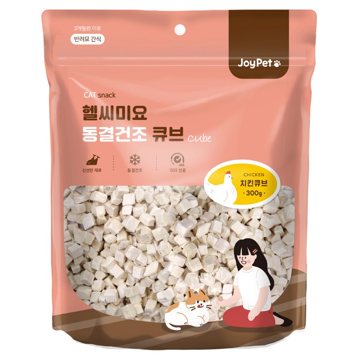 조이펫 고양이 헬씨미요 동결건조 큐브 간식, 치킨, 300g, 1개