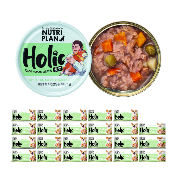 뉴트리플랜 홀릭 강아지 흰살참치  건강담은 야채 과일 85g, 24개, 흰살참치  야채  과일 혼합맛