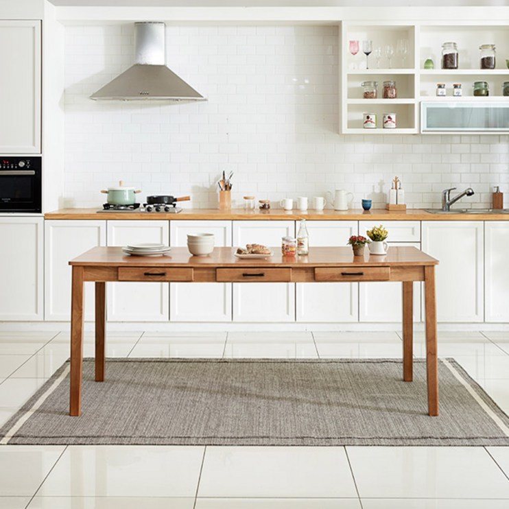 디자이너스룸 이스테지아 원목 8인 식탁 의자별도, 브라운, 8인용