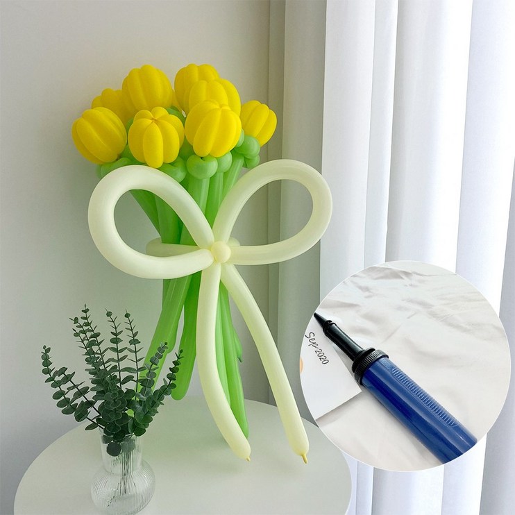DIY 요술풍선 옐로우 튤립 꽃다발 + 손펌프 by 파티아일랜드 - 에잇폼