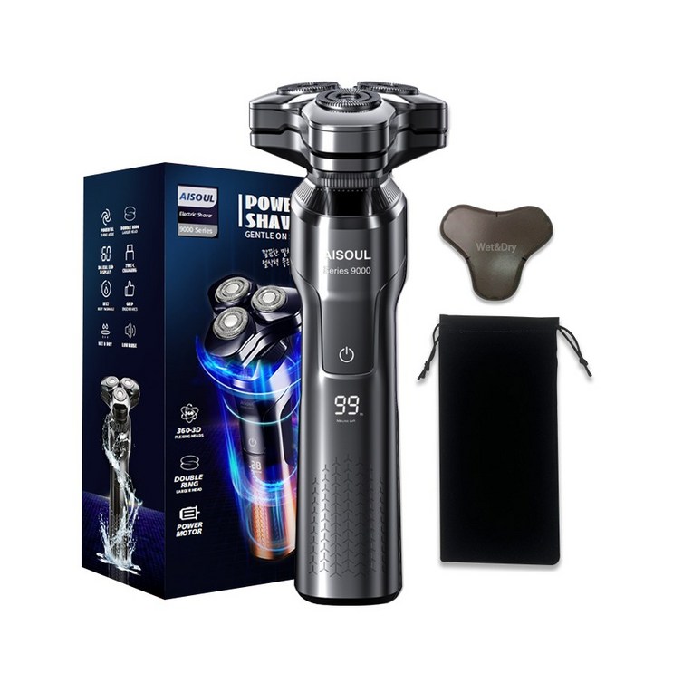 AISOUL 사나이 전기면도기 S9000시리즈 KC인증수입칼날밀착면도3만고속모터마그넥틱 헤드IPX7 전신방수LEDTYPEC쾌속충전휴대용파우치선물포장 AISOUL 사나이 전기면도기 S9000시리즈 KC인증수입칼날밀착면도3만고속모터마그넥틱 헤드IPX7 전신방수LEDTYPEC쾌속충전휴대용파우치선물포장