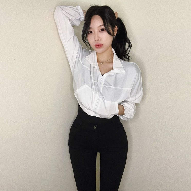 VANANA2 여성 숏기장 크롭 무지 스포티 윈드 바람막이 점퍼 VANANA2 여성 숏기장 크롭 무지 스포티 윈드 바람막이 점퍼