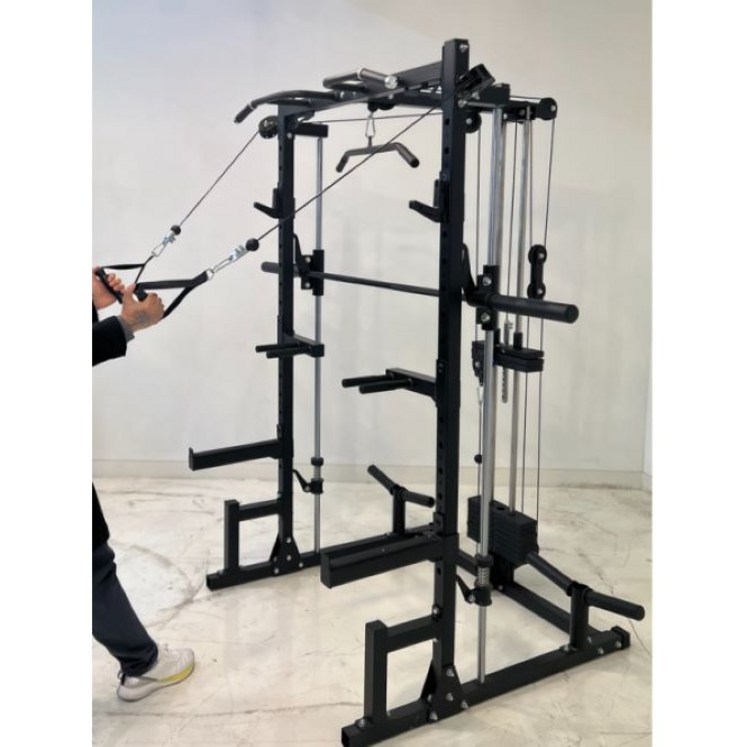 희우스포츠 K50 파워렉 스쿼트랙 미니랙 하프랙 웨이트운동 홈트 홈짐기구, 블랙, 강철50kg우레탄100kg중량봉각도조절벤치