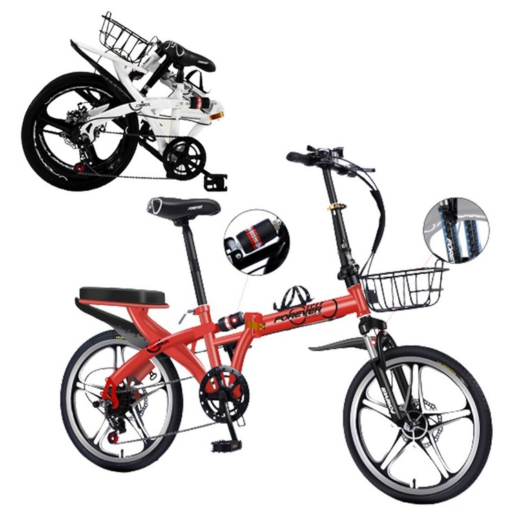 규스토아 접이식 미니벨로 알루미늄 폴딩 7단 20인치 출퇴근 자전거, 5휠 레드, 150cm