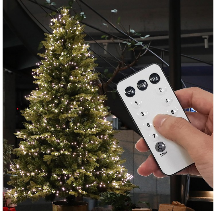 조아트 크리스마스 트리전구 LED 쥬얼리와이어(연결형) 지네전구 블랙선 웜등 200구 6.5m + 어댑터 + 리모컨, 혼합색상, 1세트