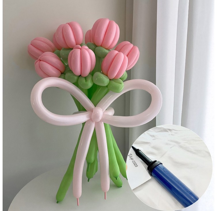 DIY 요술풍선 핑크 튤립 꽃다발  손펌프 by 파티아일랜드