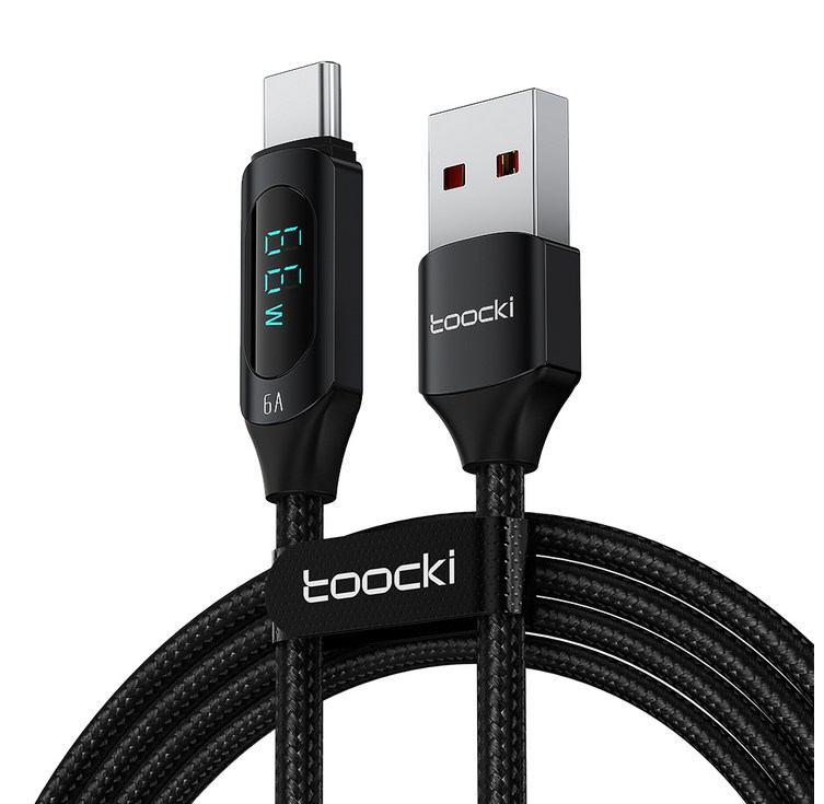 TOOCKI 알루미늄 합금 LED 디스플레이 6A C 타입초고속 충전 케이블블랙, 2m, 화이트, 2개 TOOCKI 알루미늄 합금 LED 디스플레이 6A C 타입초고속 충전 케이블블랙, 2m, 화이트, 2개