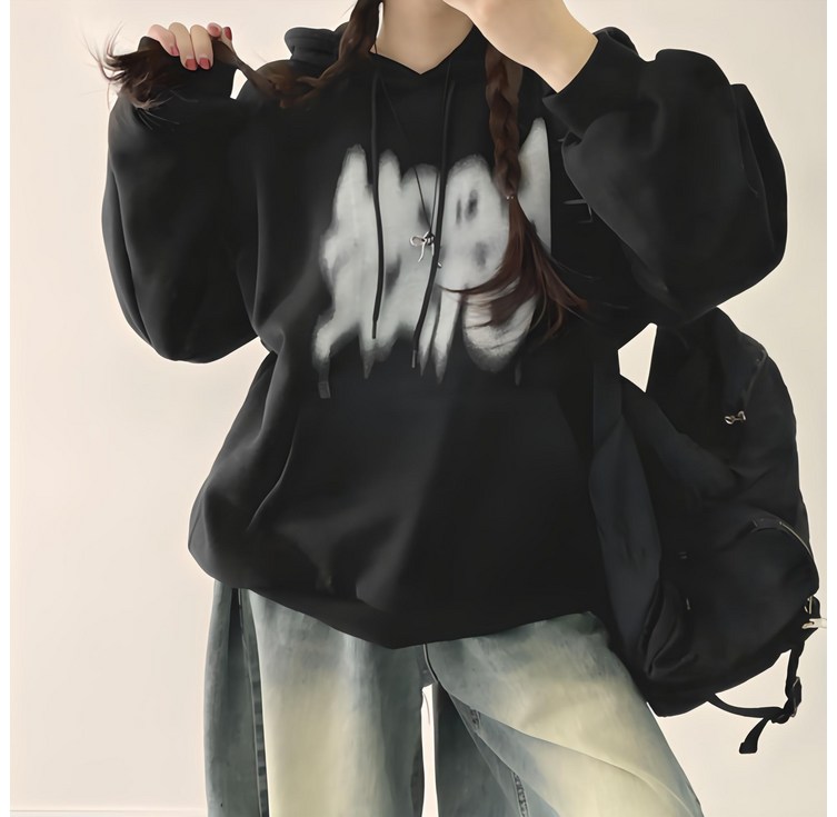 위드후이린 여성용 락무드 루즈핏 후드 맨투맨