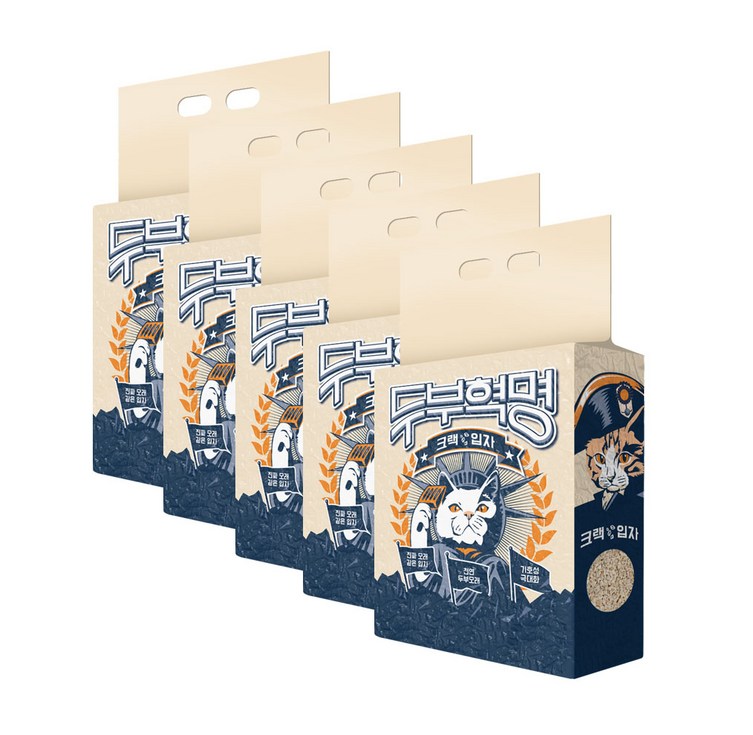 두부혁명 크랙입자 무향 고양이 모래 2.5kg 5개, 2.5kg, 5개