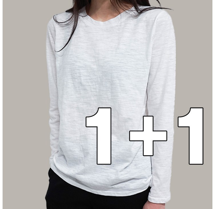 11 슬라브 기본 여성 티셔츠 봄여름가을 면 베이직 무지 이너 긴팔티 2p