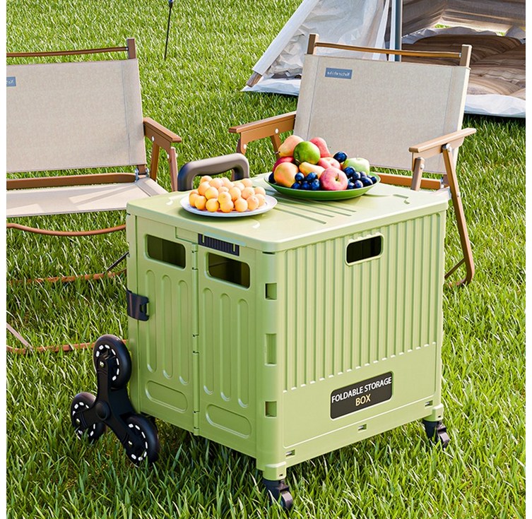 MoCaLiLi 아웃도어 다목적 캠핑 카트 대용량 접이식 쇼핑 카트, 1개, 녹색