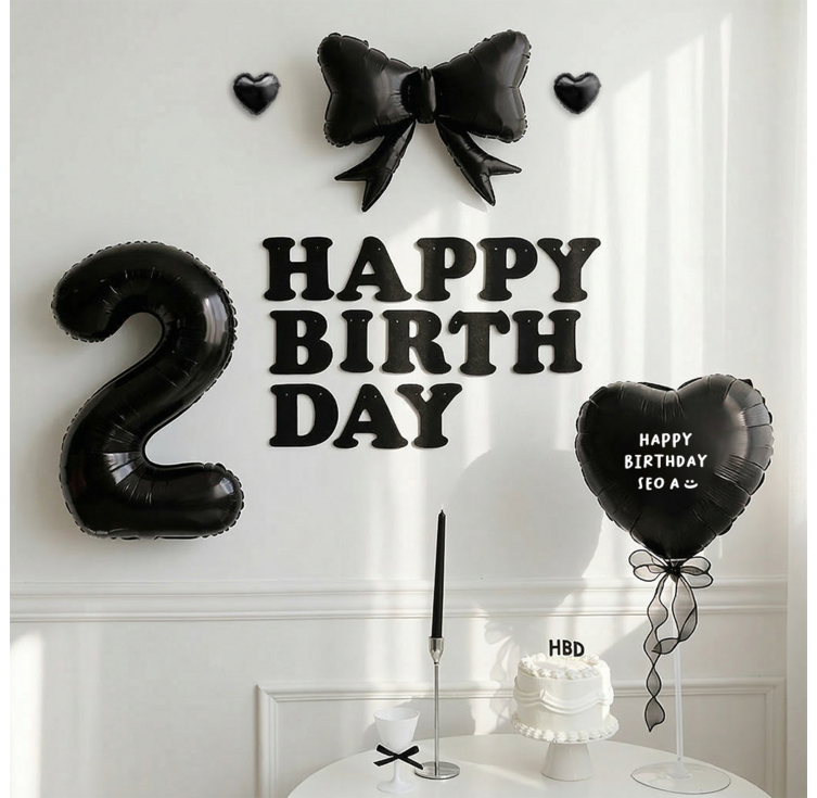 파티몬 생일 풍선 가랜드 리본 파티 용품 숫자 이니셜 세트 소품 이벤트