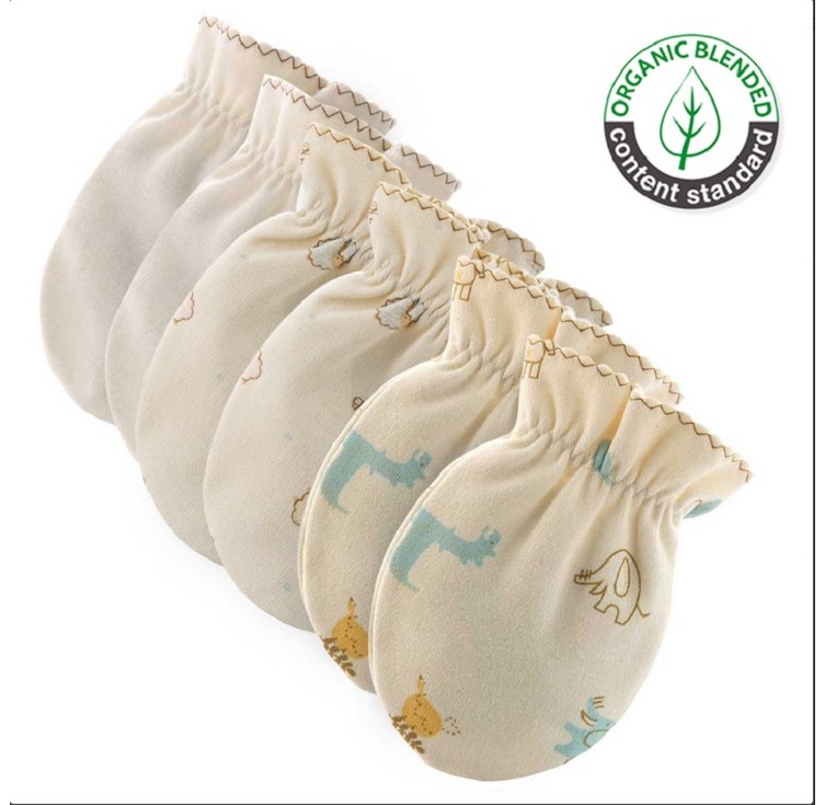 오가닉코튼 신생아 무지멀티동물장난감무늬 손싸개 3종세트 사계절용