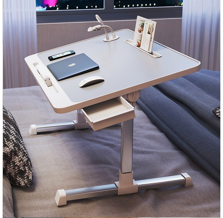 CK리빙 접이식 침대 노트북 좌식 책상 테이블 트레이 서랍+USB선풍기+스탠드+높이조절, 그레이풀옵션 - 캠핑밈