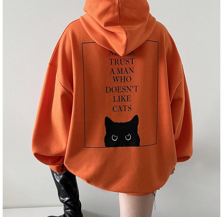 남여공용국내제작 박스 오버핏 빼꼼 고양이 빅프린팅 후드티 4color