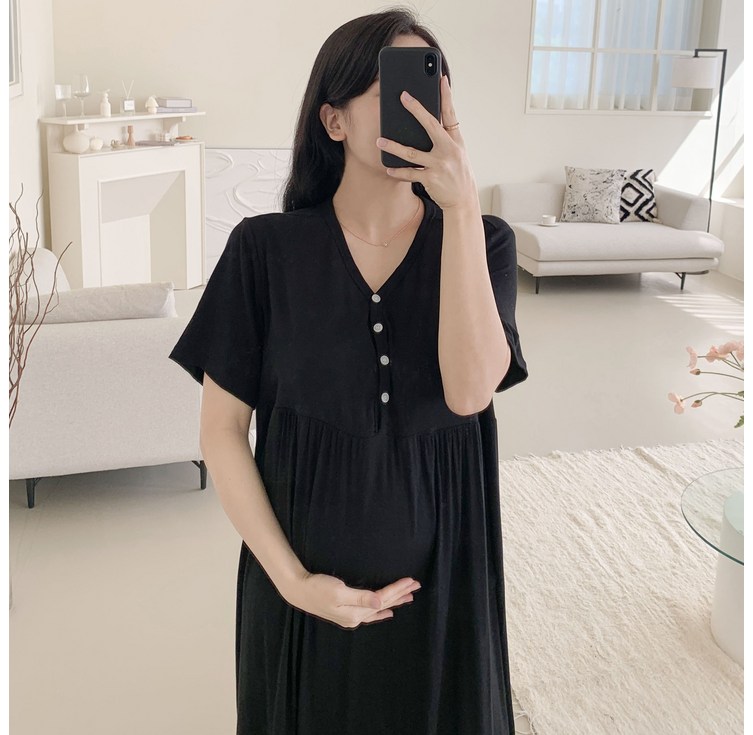 루시드라잇 국산 굿하임 반팔 캡내장 수유원피스 임부복 홈웨어