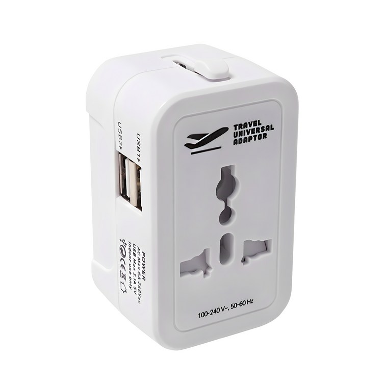 홈플래닛 해외 여행용 멀티 어댑터 USB 2포트  파우치 세트