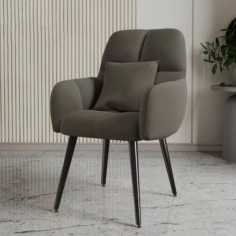 지누아 럭셔리 포휴먼 암체어 쿠션포함 인테리어의자 화장대의자, 1개, 다크그레이